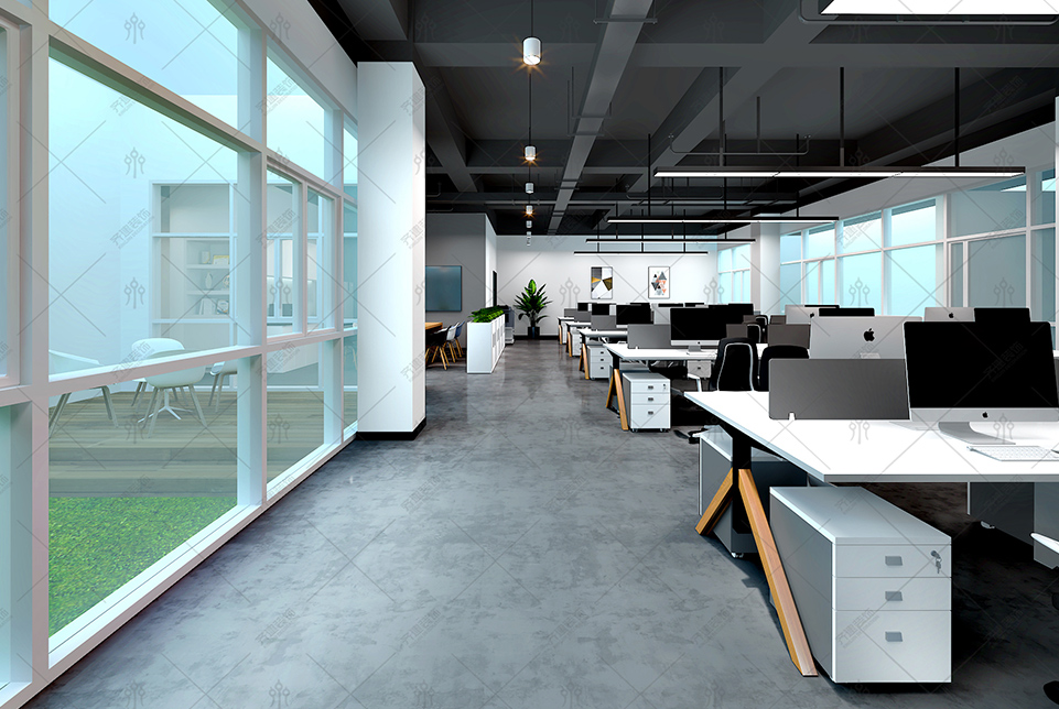 上海汽配研發(fā)中心開放式員工辦公區(qū)裝修設(shè)計(jì)效果圖