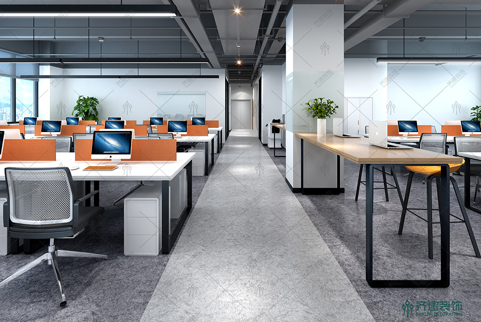 上?？靷}智能科技員工開放式辦公區(qū)裝修設計效果圖