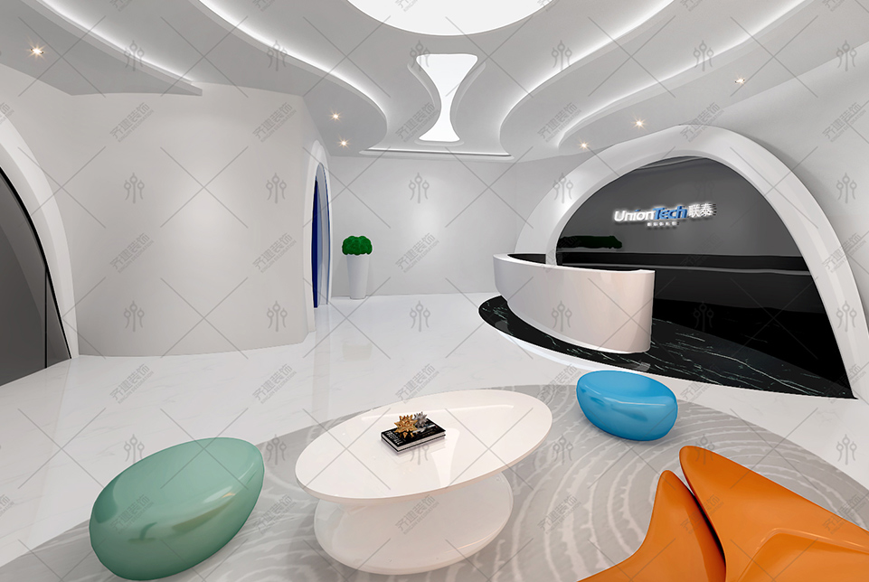 上海聯(lián)泰科技辦公室前臺裝修設(shè)計(jì)效果圖2