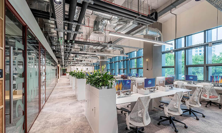 開放式員工辦公區(qū)裝修設(shè)計完工圖